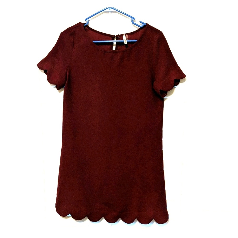 Burgundy shift dress